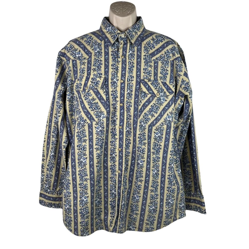 Walls Ranch Wear Pearl Snap Western Shirt Mens Large Long Sleeve Paisley